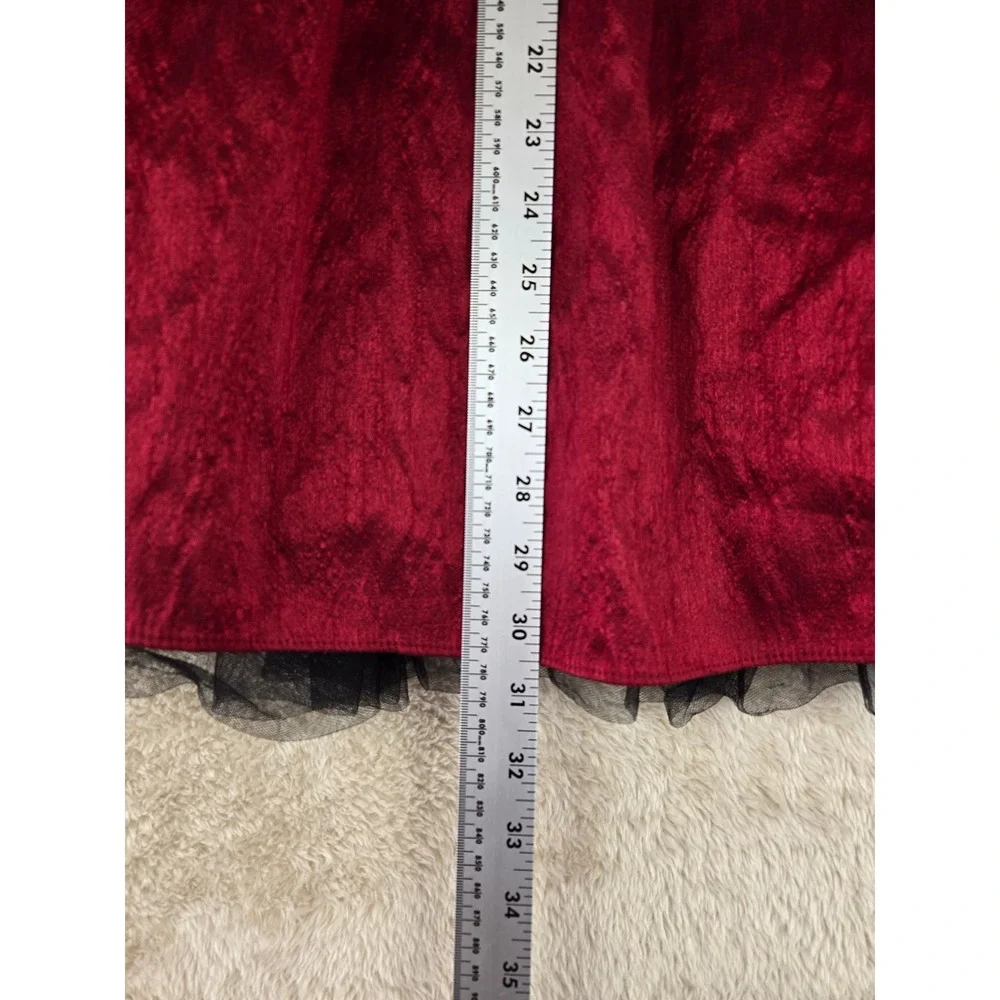 Jona‎ Michelle Girls Black Velvet Red Rose Trim Dress Sparkle Skirt Size 6